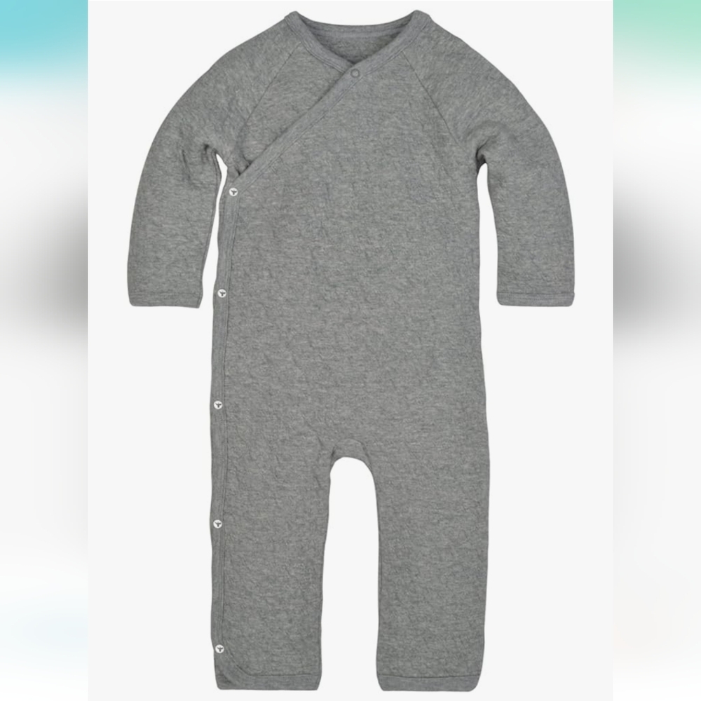 Burt's Bees Baby Organic One-piece Long Sleeve Coverall, Heather Gray, 3-6 M